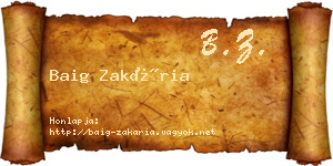 Baig Zakária névjegykártya